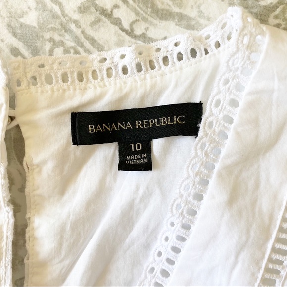 BANANA REPUBLIC Vneck Eyelet Dress White 10 NWOT - Picture 3 of 9